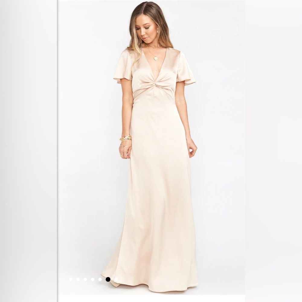 Show Me Your Mumu Rome Twist Gown Champagne Luxe Satin Size S